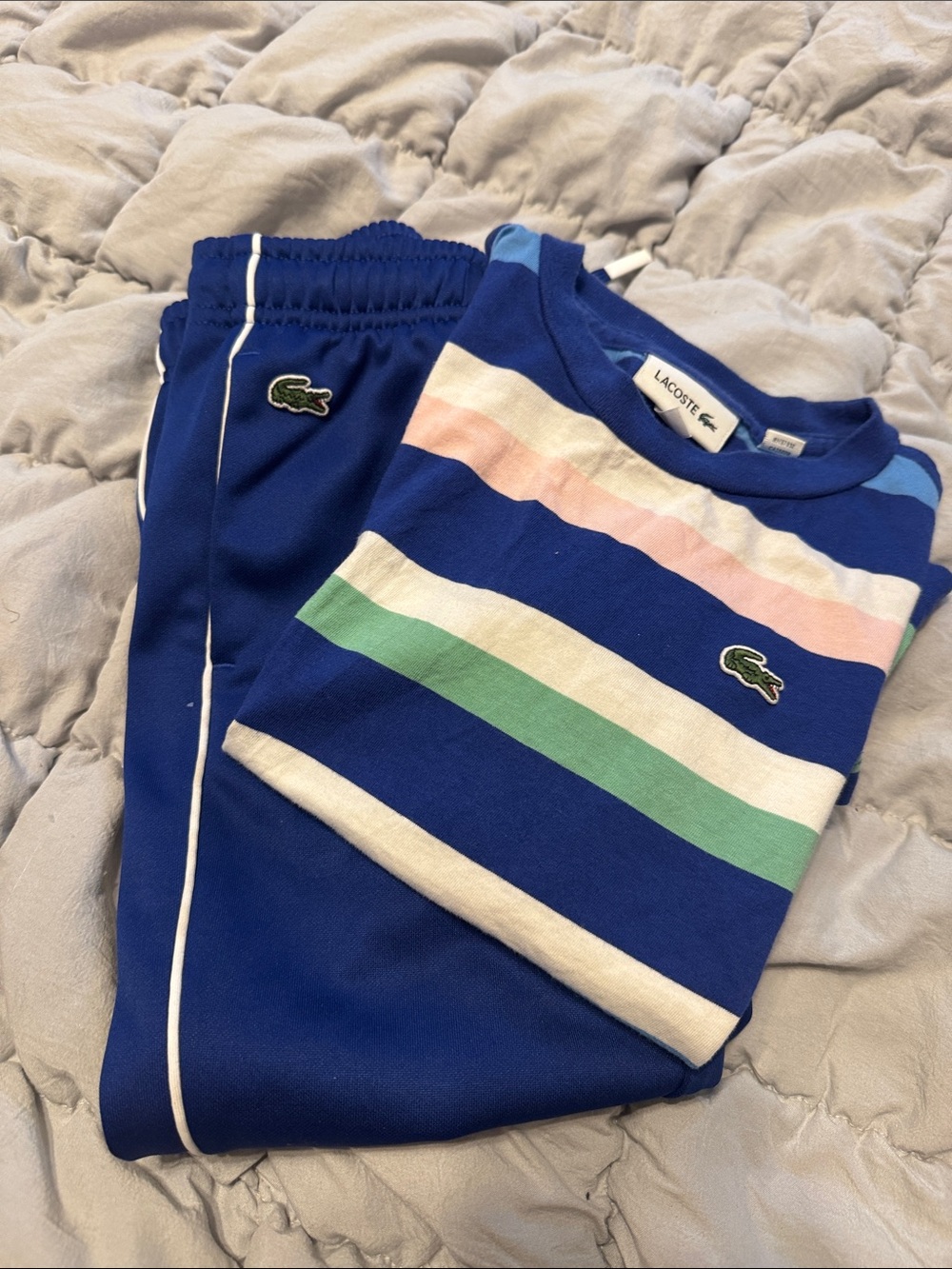 Lacoste Blue Striped Sweatshirt & Track Pants Set